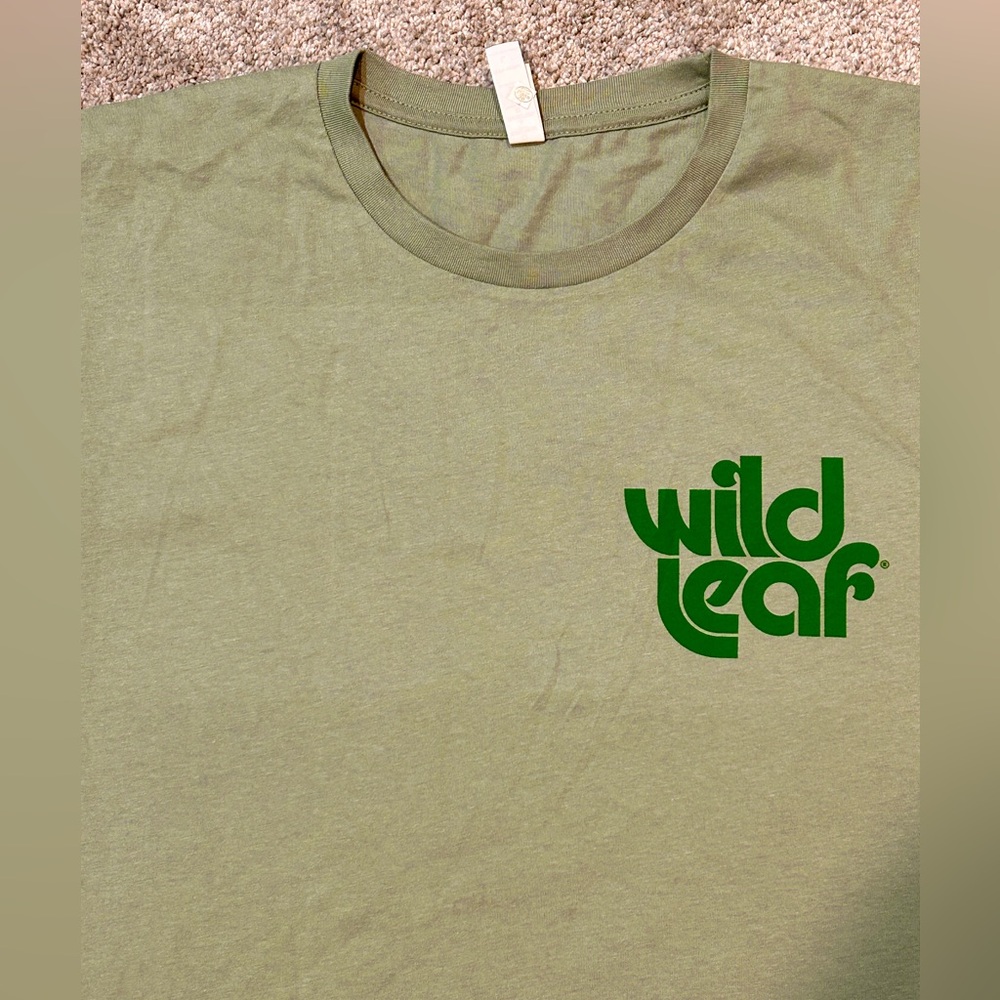Wild Leaf Brewery Malt Hard Green Tea Graphic T Shirt Sz Large Mens Womens Green